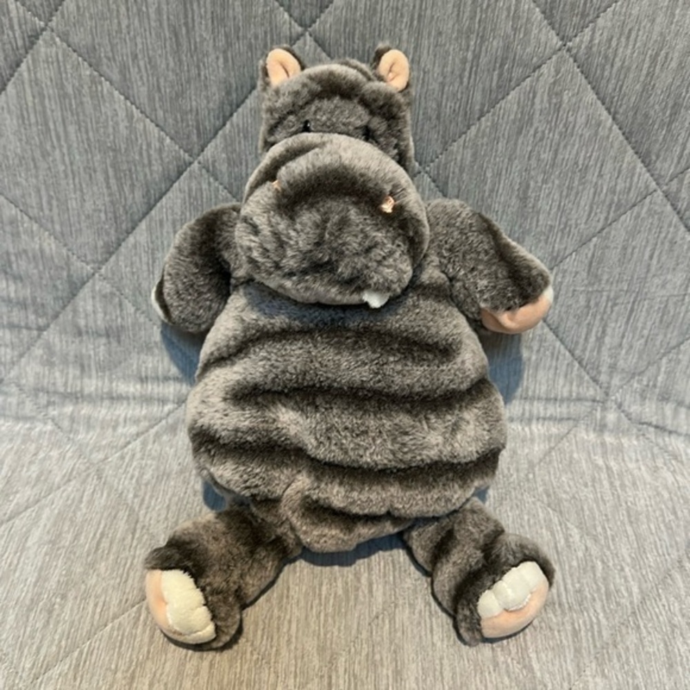 Mary Meyer FabFuzz HIPPO Gray Stripe 13" Squishy Plush Huggable Lovey Stuffed